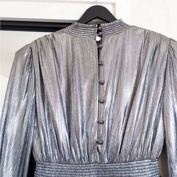 SOLD- RETROFETE Silver Mini Dress - Picture 6 of 11